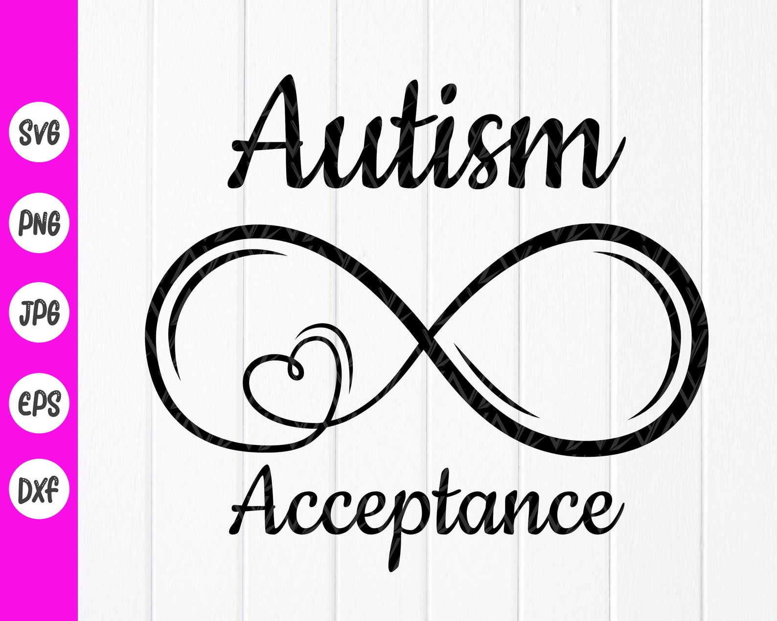 Autism Acceptance Heart Infinity Icon Svg Autism Mom Shirt | Etsy