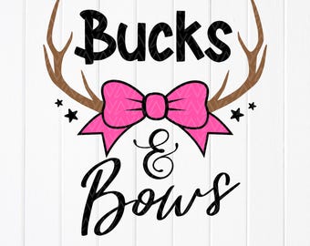Bucks and Bows SVG PNG: Girl Hunting, Deer Antlers,Cut files for Cricut,Sublimation Designs(Digital Download)