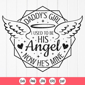 Dad Memorial SVG: Daddy&#39;s Girl Angel Design,Cut files for Cricut, Sublimation Designs (Digital Download)