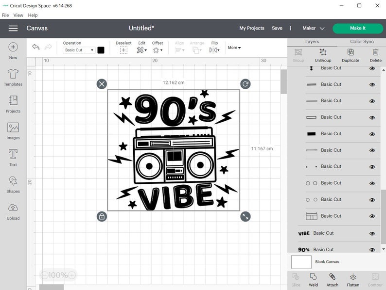 May include: Black and white design of a retro boombox with the text "90's VIBE" on a white background.