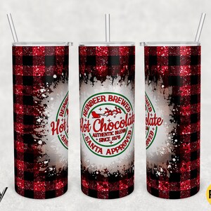 Kerstbuffel geruite warme chocolademelk 20oz beker wrap (digitale png-download)