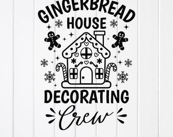 Gingerbread House Decorating Crew SVG: kerstshirtontwerp, Cricut-bestanden (digitale download)