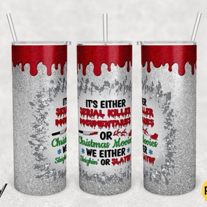 20oz Skinny Tumbler Horror Christmas Wrap Sublimation Design, Funny Christmas Tumbler Wrap Design,Christmas Movies,PNG File Digital Download