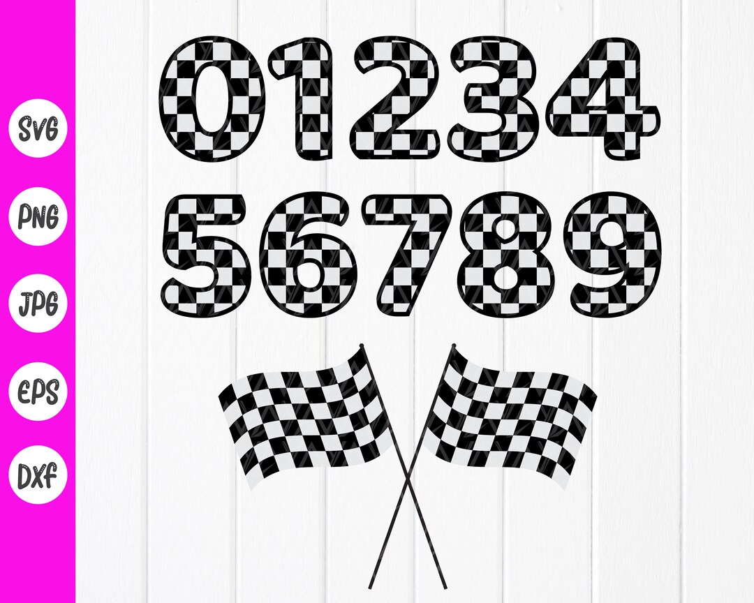Checkered Numbers SVG, Racing Stripes SVG, Racing Numbers Bundle svg ...