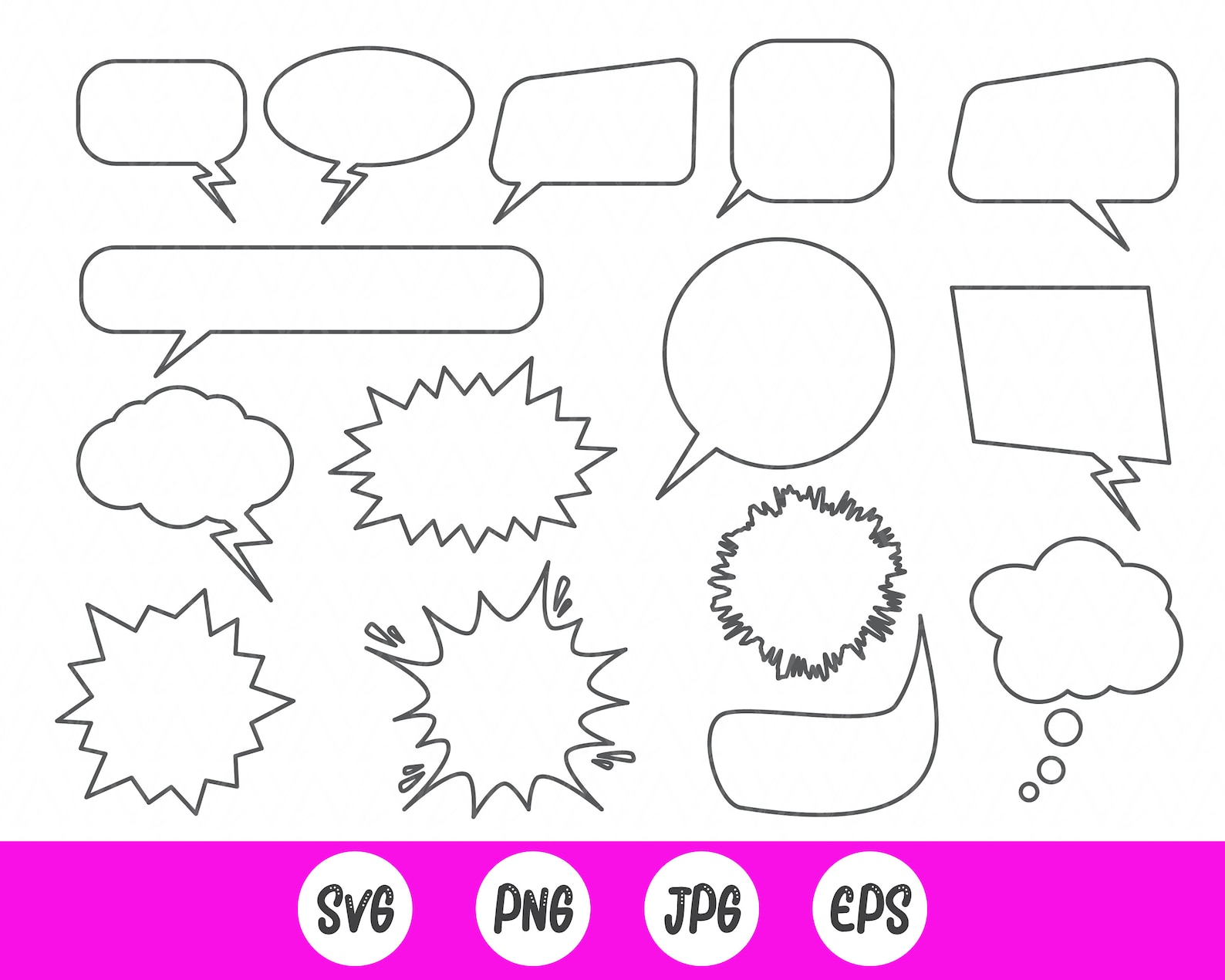 Speech bubbles svg comic bubbles svg bubbles clipart comic | Etsy