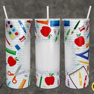 20oz Skinny Tumbler Teacher Back To School Wrap Sublimation Design, Teacher Tumbler Wrap, Teacher Gift, School , PNG File Digital Download