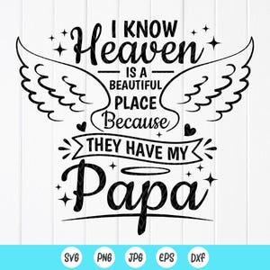 Sé que el Cielo es un lugar hermoso porque tienen mi Papa SVG, Papa Memorial Svg, Dad Angel in Heaven svg, archivos de descarga instantánea para Cricut