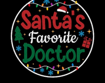 SVG del Doctor Favorito de Santa: Diseño de adorno navideño, archivos de corte para Cricut, diseños de sublimación (descarga digital)