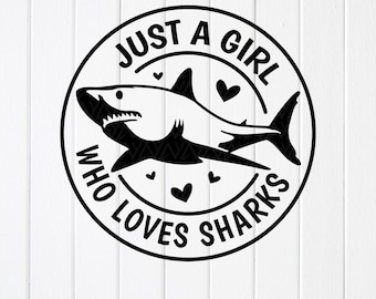 Shark Lover Girl SVG: Funny Kid Shirt Design ,Cricut files(Digital Download)