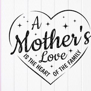 El amor de una madre es el corazón de la familia svg, mamá svg, mamá vida svg, regalo para mamá, regalo del día de la madre, familia, archivo de descarga instantánea para Cricut