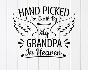 Handpicked for Earth By Grandpa SVG:Baby onesie gift, Newborn,Cricut Files (Digital Download)
