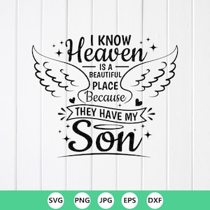 Memoriale del figlio SVG PNG: ricordo dell'angelo in cielo, file Cricut (download digitale)
