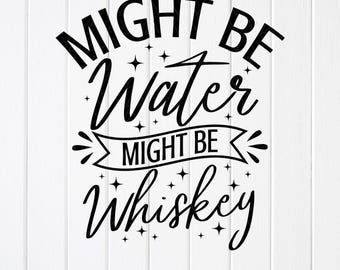 Divertente disegno di bere whisky in formato SVG PNG: potrebbe essere un disegno di acqua, file tagliati (download digitale)