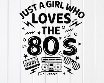 80s Girl SVG: Retro Music Lover, Cut files for Cricut, Sublimation Designs (Digital Download)