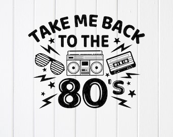 80s Music Clipart SVG: Retro Boombox, Cassette Design,Cut files (Digital Download)