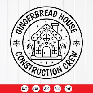 Maison en pain d'épice SVG, Svg construction équipe, Noël Construction Svg, Noël chemise Svg, Noël signe Svg, téléchargement immédiat pour Cricut