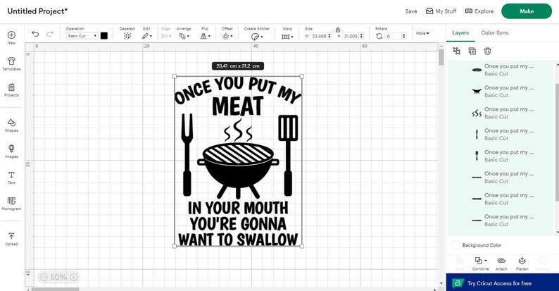 Funny BBQ Grill SVG PNG: Raunchy Meat Quote, Father's Day Cricut File (Digital Download) image 2