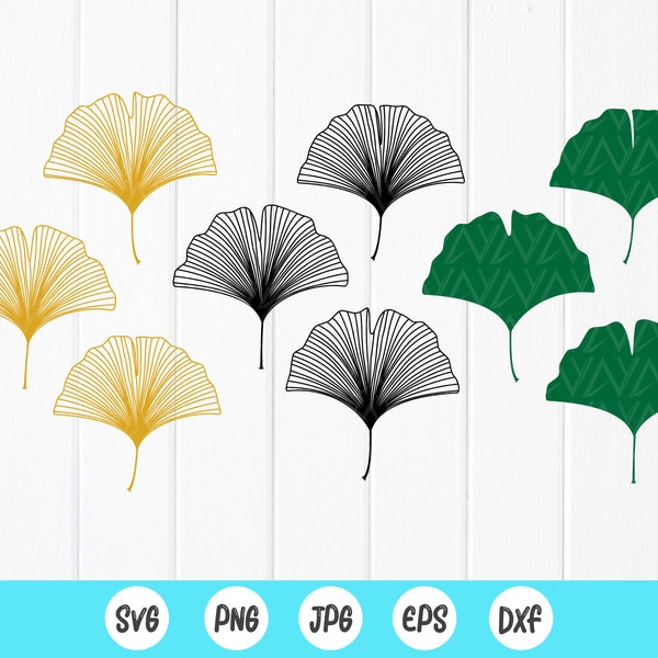 Ginko Biloba Leaves SVG,Ginkgo Leafs Cut File,Ginkgo Leaves SVG Bundle,botanical plants svg,gingko clipart,Instant Download files for Cricut