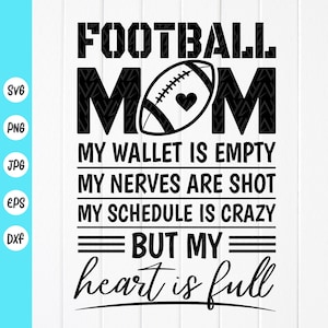 Fußball Mama meine Brieftasche ist leer SVG, Football Spiel Tag Shirt svg, lustige Fußball Mama svg, Touch Down Saison svg, Instant Download für Cricut