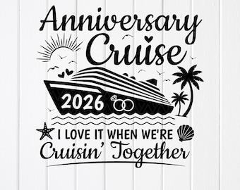 SVG-bestand voor een jubileumcruise in 2026: ontwerp voor een vakantiereis voor stellen, Cricut-bestand (digitale download)