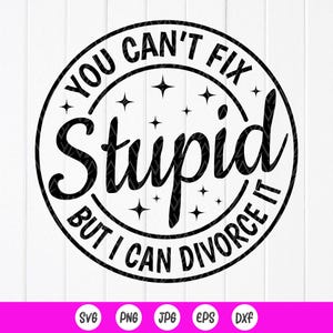 Vous ne pouvez pas réparer les idiots mais vous pouvez divorcer SVG, Svg sarcastique drôle, cadeau personnalisé svg, Svg sarcasme, fichiers à téléchargement immédiat pour Cricut