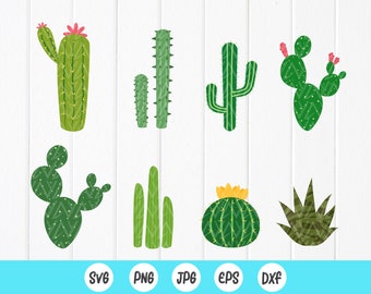 Pacchetto di file SVG di cactus: clipart di piante grasse per Cricut (download digitale)