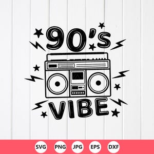 90s Vibe SVG: Retro Clipart, Music Lover Gift,Cricut files,Sublimation Designs(Digital Download) image 1