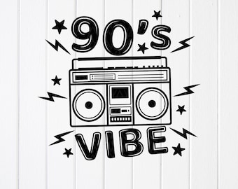 Jaren 90 Vibe SVG: retro clipart, muziekliefhebber cadeau, Cricut-bestanden, sublimatieontwerpen (digitale download)