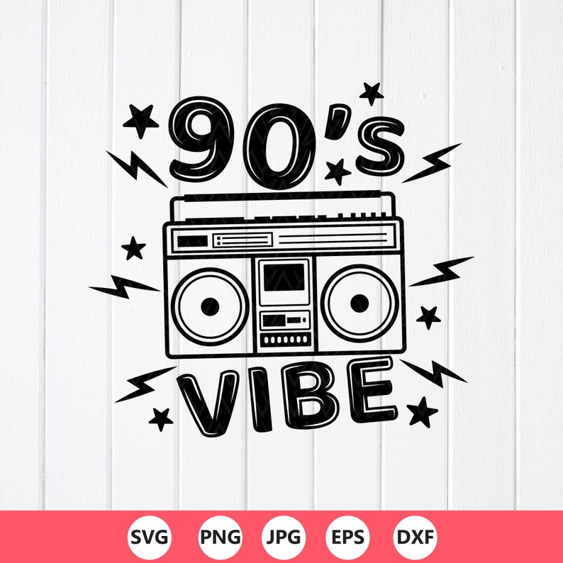 90s Vibe SVG: Retro Clipart, Music Lover Gift,Cricut files,Sublimation Designs(Digital Download) image 1