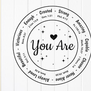 Eres svg, versículo bíblico svg, cita motivacional, svg inspirador, signo de fe del círculo cristiano, archivos de descarga instantánea para Cricut