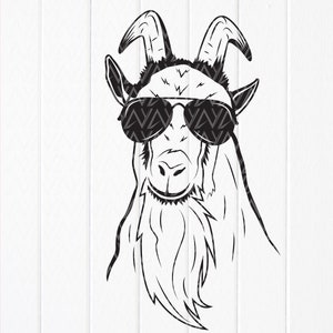 Goat with Sunglasses Svg, Cool Goat Head Clipart, Mountain Goat svg, Farm Animal svg, Funny Livestock svg, Instant Download Files For Cricut