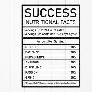 Erfolg Nutrity Facts SVG, lustiges Erfolg Zitat svg, Frauenpower svg, erfolgreiches Leben svg, Girl Boss SVG, Instant Download-Dateien für Cricut