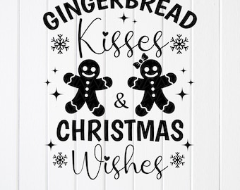 Gingerbread Kisses Christmas SVG PNG: grappig bakontwerp, Cricut-bestanden (digitale download)