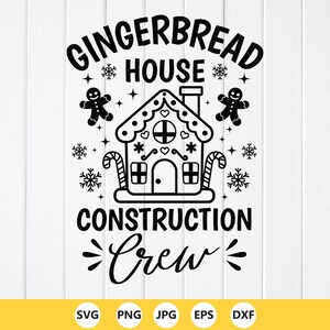Gingerbread House Construction Crew SVG: cartello natalizio, file Cricut (download digitale)
