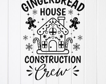 Gingerbread House Construction Crew SVG: teken kerstshirt, Cricut-bestanden (digitale download)