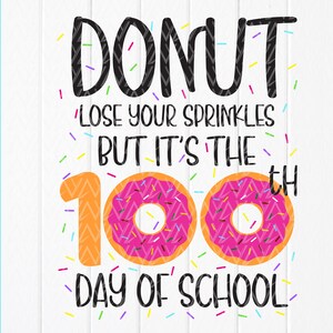 Svg 100 jours d'école, Donut Lose Your Sprinkles 100 jours School Svg, 100 jours d'appréciation de l'école de l'enseignant, fichiers à téléchargement immédiat pour Cricut