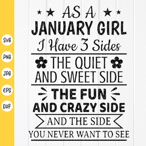 Als een meisje van januari Svg, januari verjaardag SVG, verjaardagsfeestje Svg, verjaardag meisje SVG, geboren in januari Svg, Instant Download bestanden voor Cricut