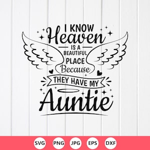 Tía Memorial SVG: Ángel en el Cielo, Archivos Cricut (Descarga digital)