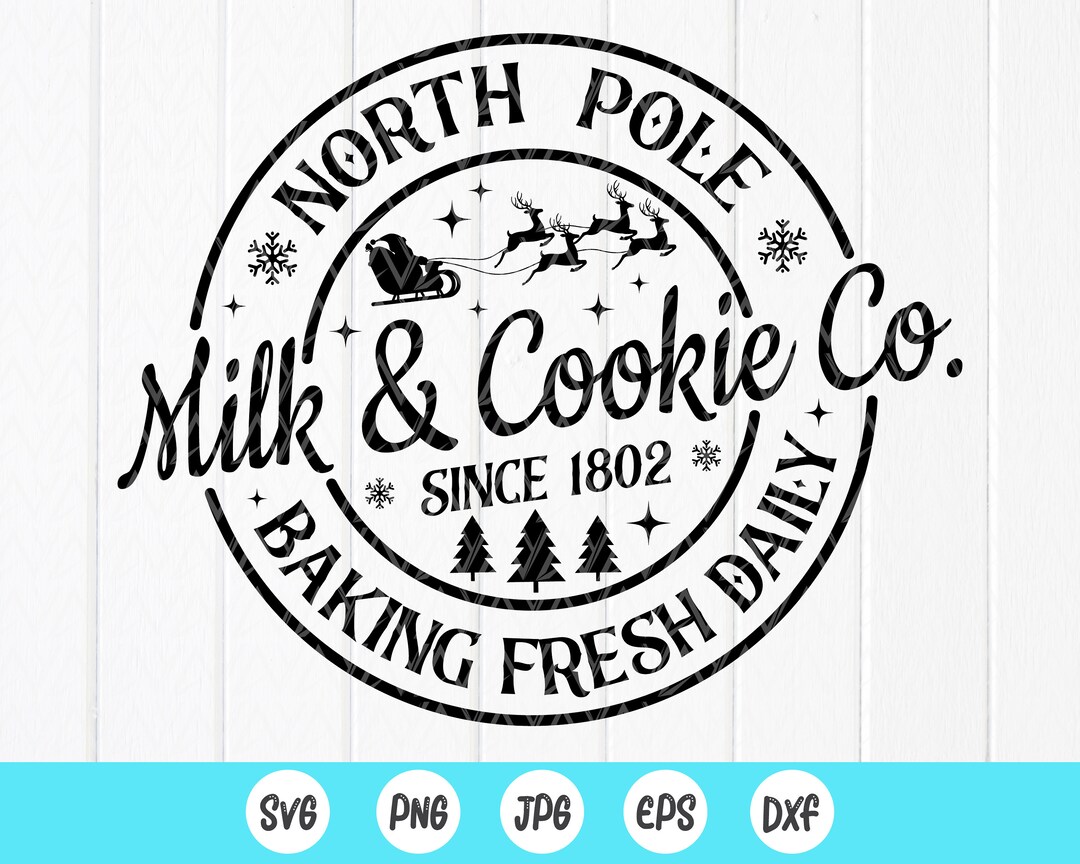 North Pole Milk and Cookie Co Svg, North Pole Svg,vintage Christmas ...