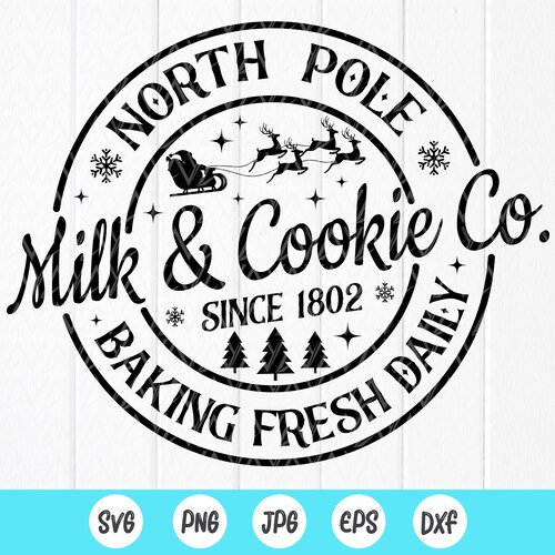 North Pole Milk and Cookie Co Svg North Pole Svgvintage | Etsy