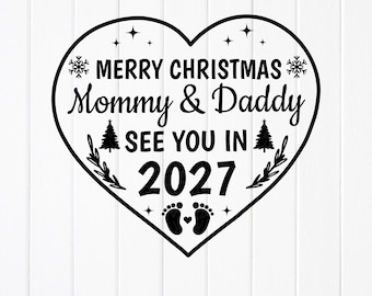 Kerstzwangerschapsaankondiging SVG: Tot ziens in 2027, snijbestanden voor Cricut (digitale download)