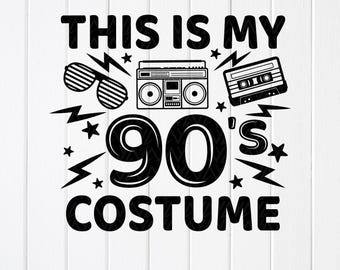 90s Costume SVG: Retro Music Clipart, Retro Country Design, Cricut files (Digital Download)