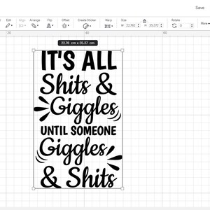 Funny Bathroom Sign SVG : It's All Shits & Giggles, Restroom Quotes, Cricut files (Digital Download) image 2