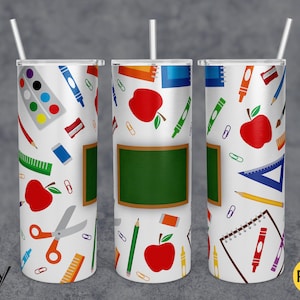 20oz Skinny Tumbler Teacher Back To School Wrap Sublimation Design, Teacher Tumbler Wrap, Teacher Gift, School , PNG File Digital Download