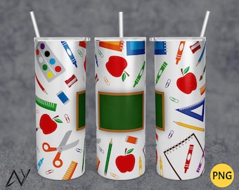 Teacher Tumbler Wrap Sublimation Design, Back To School PNG (Digital Download)