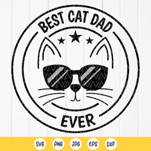 最高の猫のお父さん svg、猫のお父さん svg、面白い猫 svg、父の日のギフト svg、面白い猫のお父さん、Cricut 用のファイルの即時ダウンロード