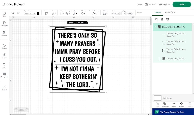 May include: Black and white graphic design with the text "THERE'S ONLY SO MANY PRAYERS IMMA PRAY BEFORE I CUSS YOU OUT. I'M NOT FINNA KEEP BOTHERIN' THE LORD." The text is inside a black rectangular frame.