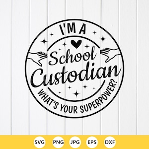SVG de superpoder de conserje escolar: regalo divertido para conserjería, archivos de corte para Cricut, diseños de sublimación (descarga digital)