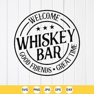 Whiskey Bar Sign SVG: Vintage Bar Poster, Cricut Cut files, PNG Sublimation (Digital Download)