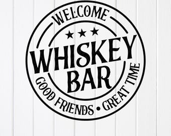 Whiskey Bar Sign SVG: Vintage Bar Poster, Cricut Cut files, PNG Sublimation (Digital Download)